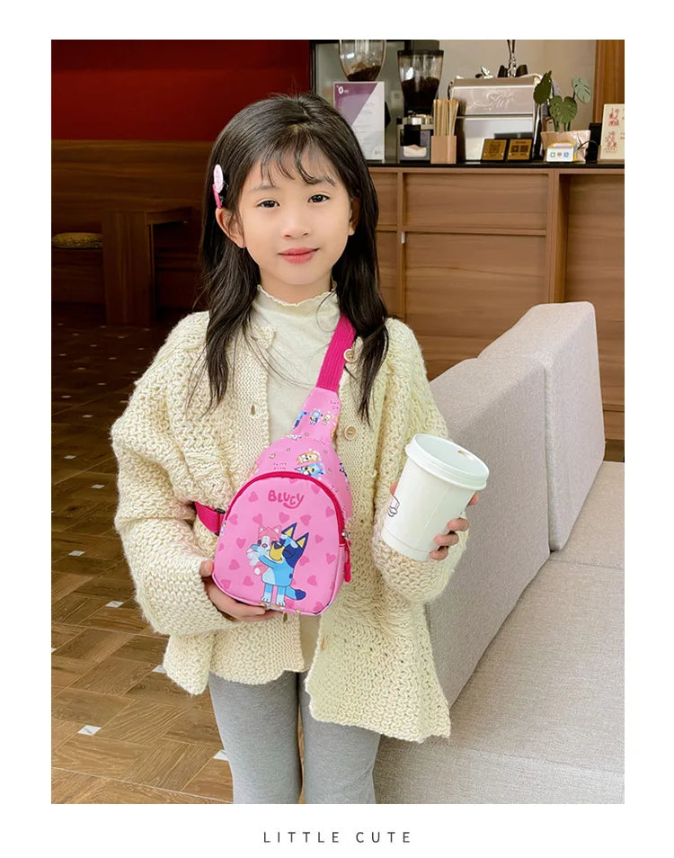 Bingo Friends Children's Bag Cute Bluey Family kids Chest Bag Kindergarten Cartoon Light Crossbody Bag Halloween Christmas gift