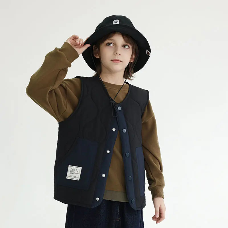 2025 New Winter Boys' Vest Stylish Children's Winter Jacket Baby Boy Sleeveless Waistcoat Outerwear for Toddler Boys
