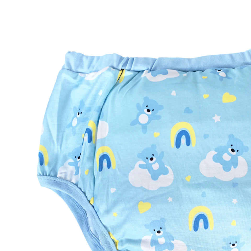 Waterproof Cotton Adult Baby Training Pants Reusable Infant Shorts Underweaer Cloth Diapers Panties Bear printed Nappy For Adult