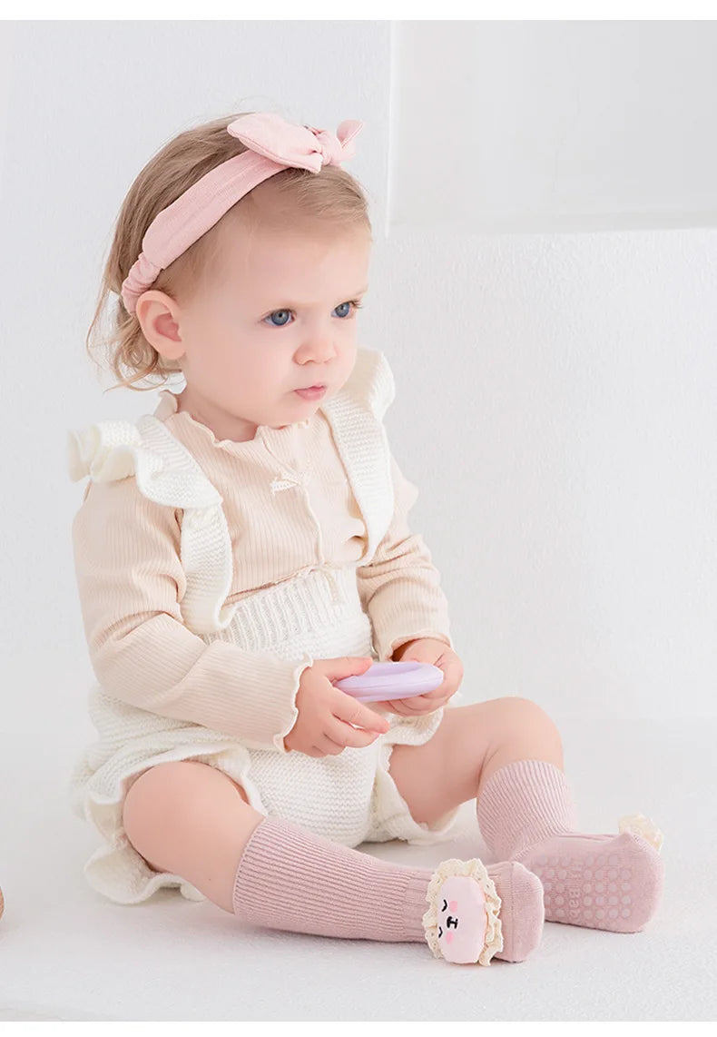 3/5 Pairs Baby Non Slip Floor Socks Cute Cartoon Design Anti slip Socks For Newborn Indoor Activities Toddler Socks Accessories