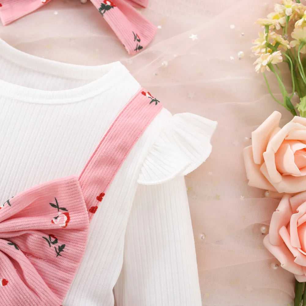 Spring And Autumn New White Long Sleeve Baby Girl Dress, Cute Butterfly Children'S Clothing (6 Months -3 Years Old)