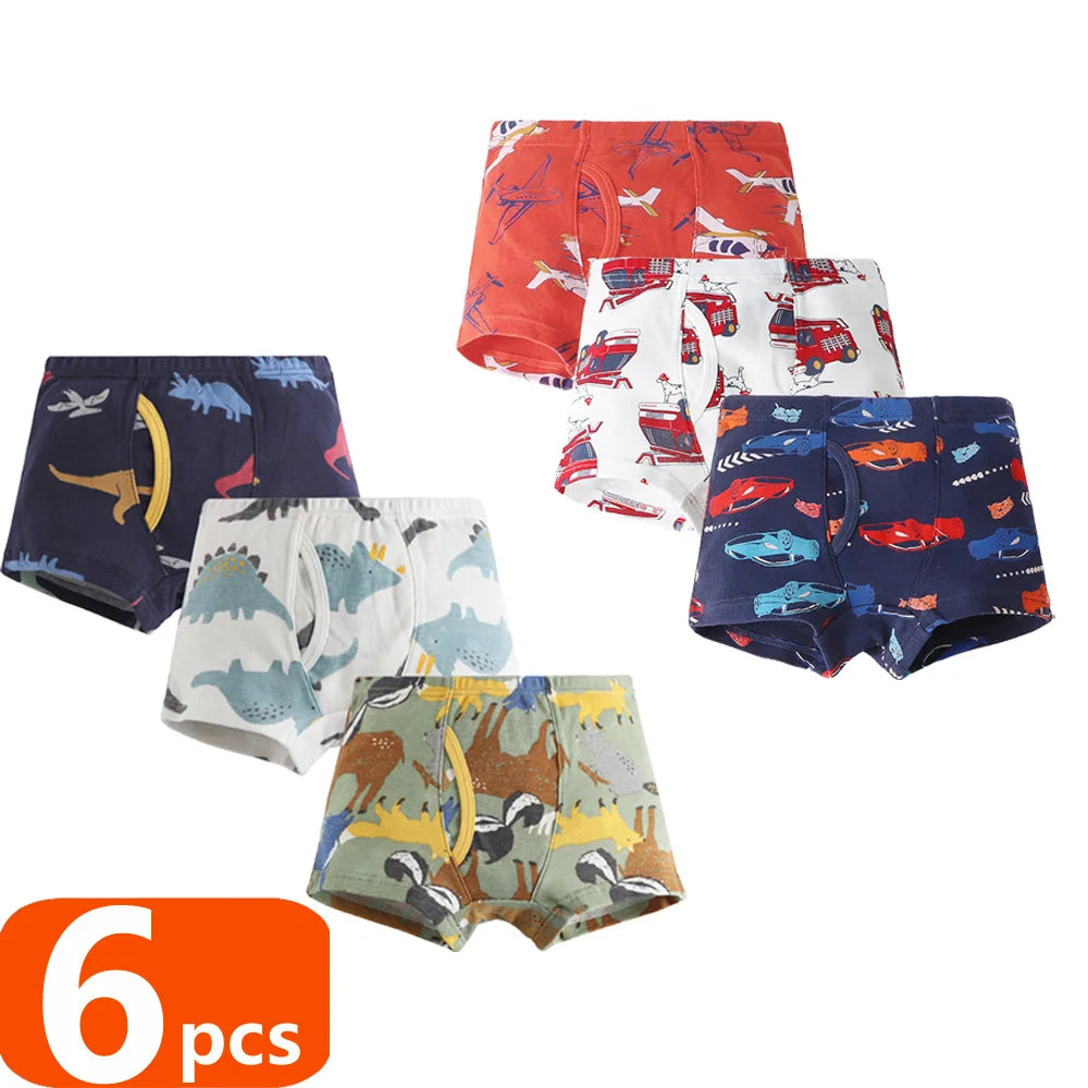 1/3/6 pcs Boys Boxer Briefs Sets 2025 New Kids Cotton Underwear Boy Underpants Teenager Dinosaur Print Soft Children Panties