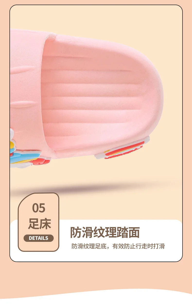 Summer Kids Home Shoes Flip Flops Baby Girls Slippers for Children Cartoon Unicorn Bathroom Antislip Thick Sole Slides 2-8 Years