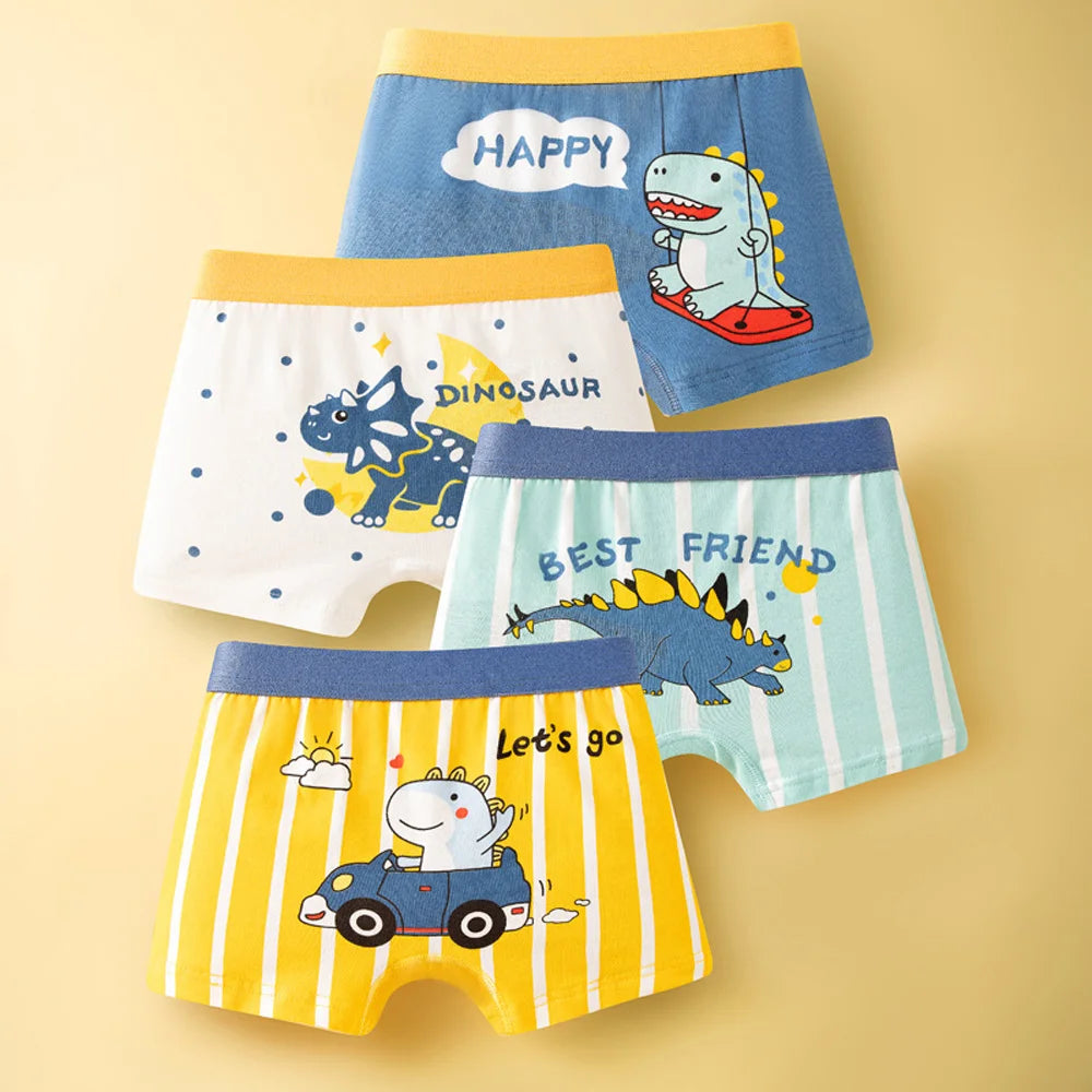 1/4/8/12 Pcs/pack Boys Boxer Briefs Kids Cotton Underwear Baby Boy Underpants Teenager Cartoon Print Soft Children Panties 4-12Y