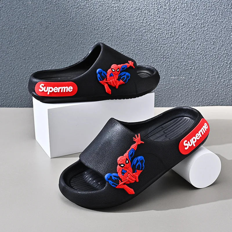 Disney Children Home Slippers Kids Cartoon Spiderman Boys Girls Soft Sole Shoes Anti-Slip Beach Slippers Size 24-45