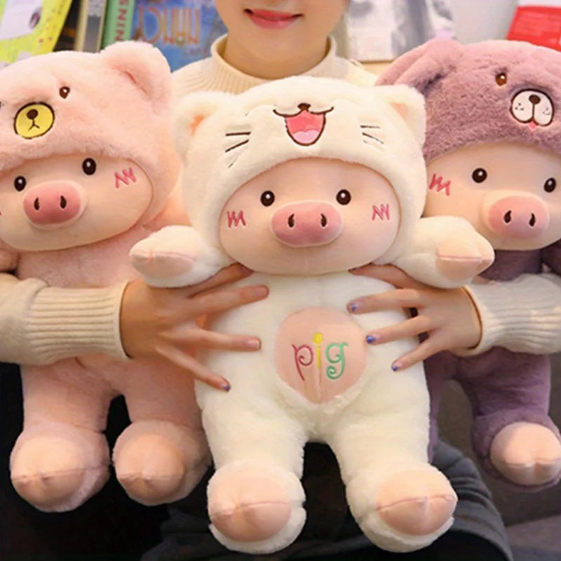 Cute Cartoon Pig Plush Toy Bear Hat Pig Doll Stuffd Animals Plushies Bed Sofa Decoration Birthday Gifts for Kids & Adults
