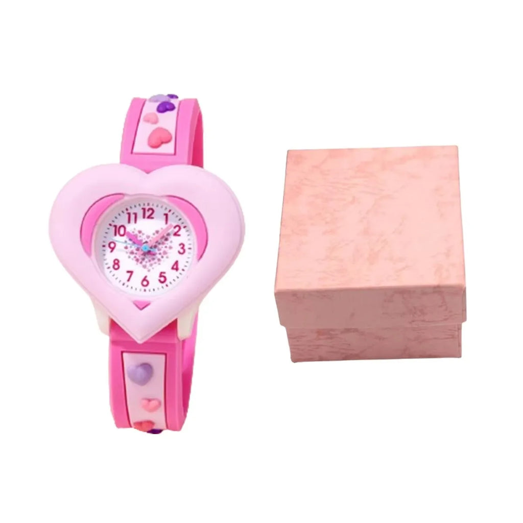 New Fashion Heart shaped Children's Love 3D Cartoon Watch Children's Learning Watch