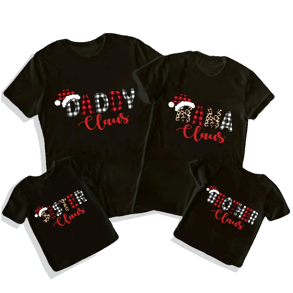 Christmas Family Matching Shirt Dad Mom Bro Sis Matching Casual Short Sleeve Tee Clothes Xmas Holiday Outfits