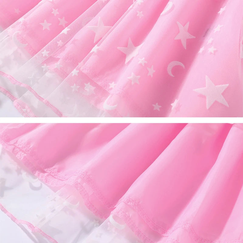 Kid Autumn Girl Long Sleeve Dress Cartoon Garden of Ban ban Gauze Fashion Children 2-7Year Girl Dress