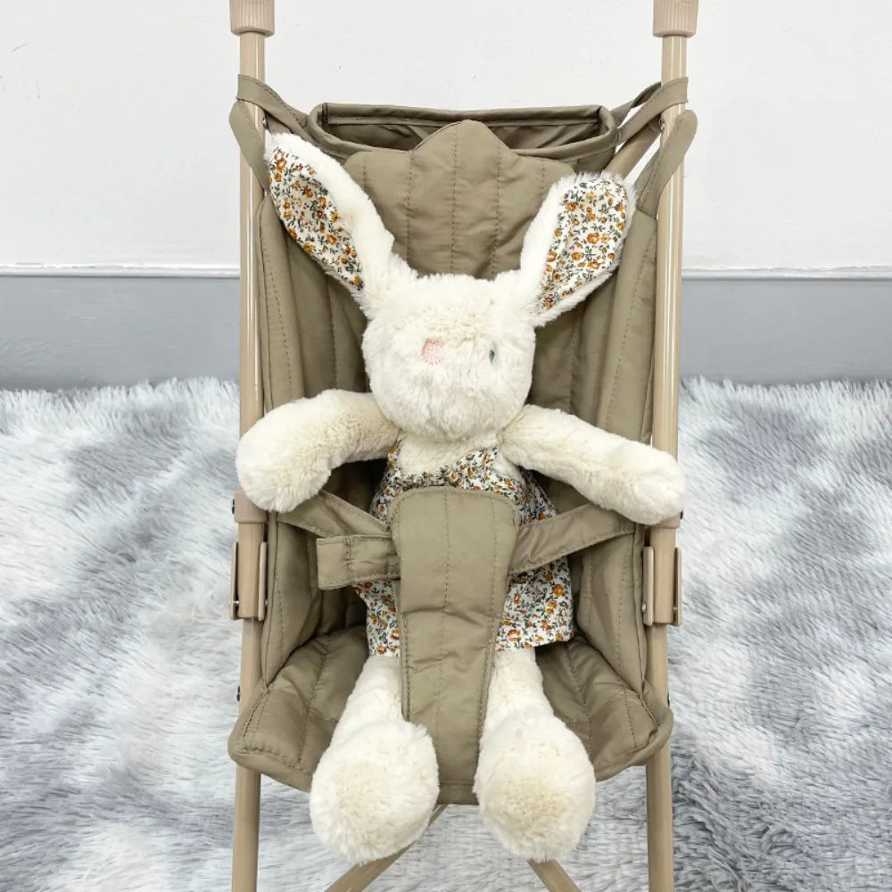 Folding Umbrella Doll Stroller for Girls Soft Embroidery with Sturdy Metal Frame Pretend Play with Dolls Christmas Gift for Kids