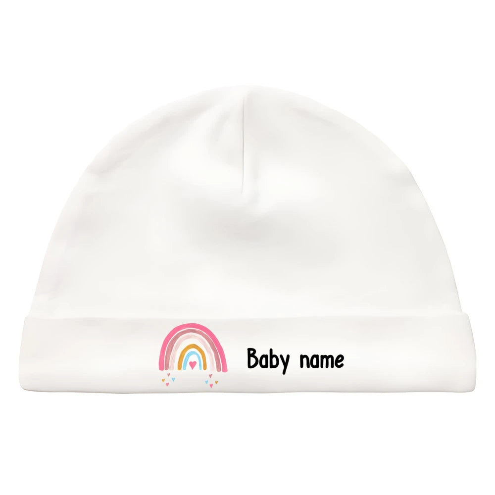Personalised Unisex Baby Hat Infant Head Wear Baby Shower Gift Custom Newborn Beanie with Name First Hat for Babies