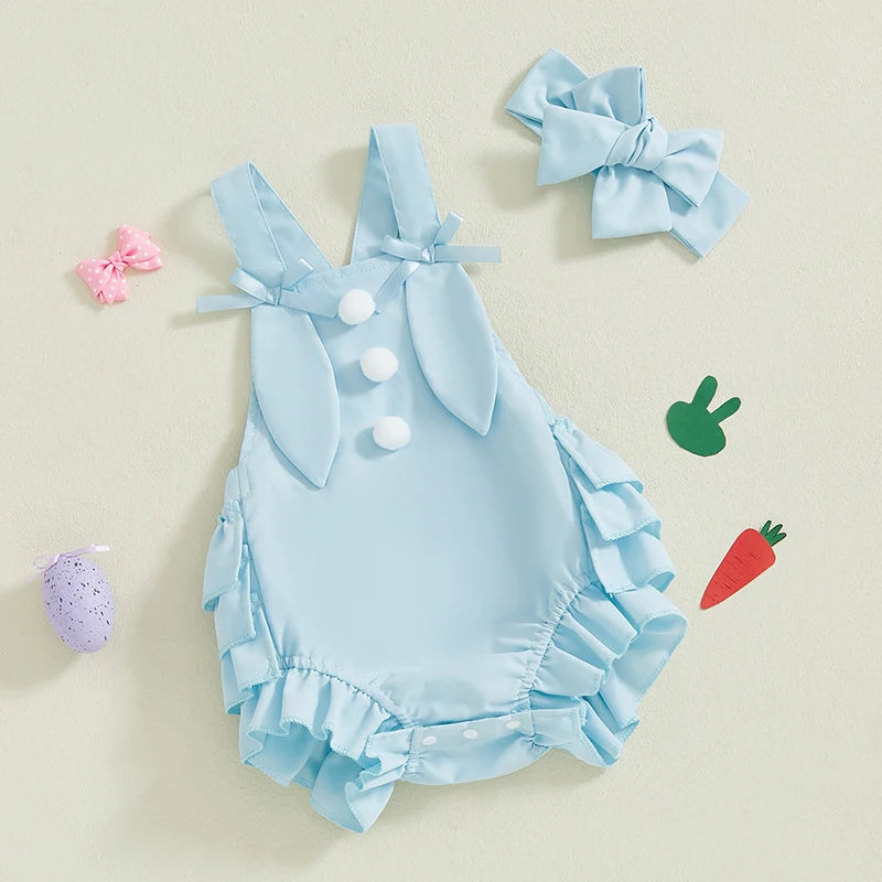 Toddler Girls 3Pcs Summer Outfits Floral Print Sleeveless Romper Headband Sandals Set Baby Clothes for 0-24 Months