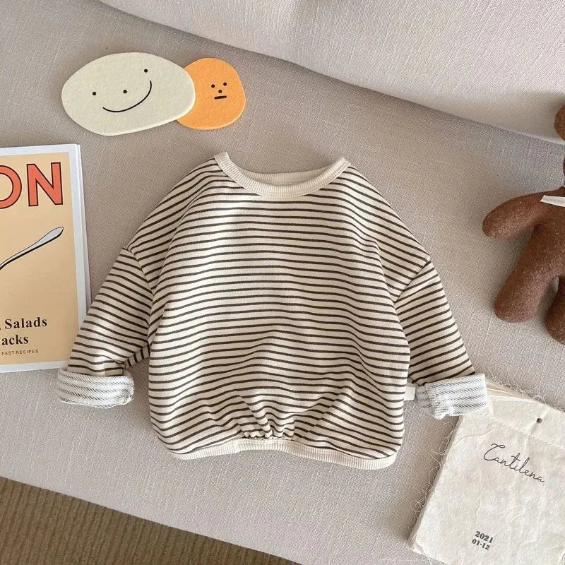 Spring Autumn Striped T Shirt Long Sleeve Girl Boy's T-shirt Korean  Fashion Round Neck Tshirt for 2 3 4 5 years old Kid Clothes
