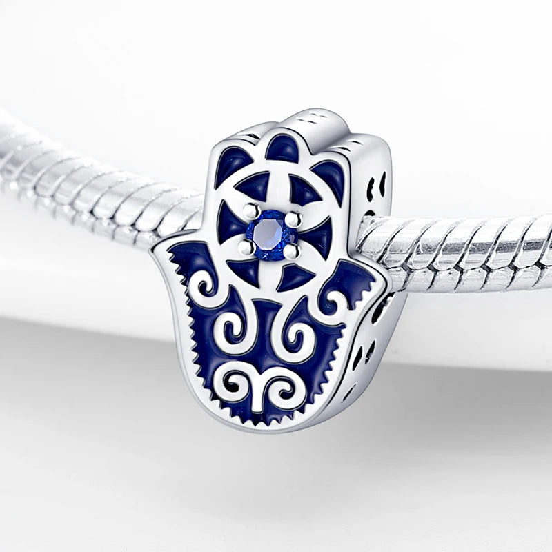 Hot Sales 925 Sterling Silver Charms Beads Devil's Eye Fatima's Hand Cross Beads Fit Original Bracelet Women DIY Jewelry Gifts