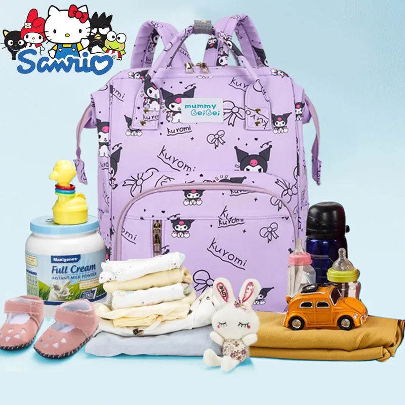Kuromi New Diaper Bag Backpack Cartoon Cute Baby Diaper Bag Backpack Multifunctional Fashion Lightweight Baby Bag Large Capacity