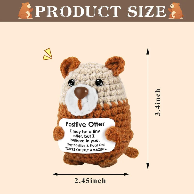 Positive Crochet Otter DIY Gift Funny Emotional Support Handmade Ornaments Gifts for Friend Mini Mental Health Encouragement