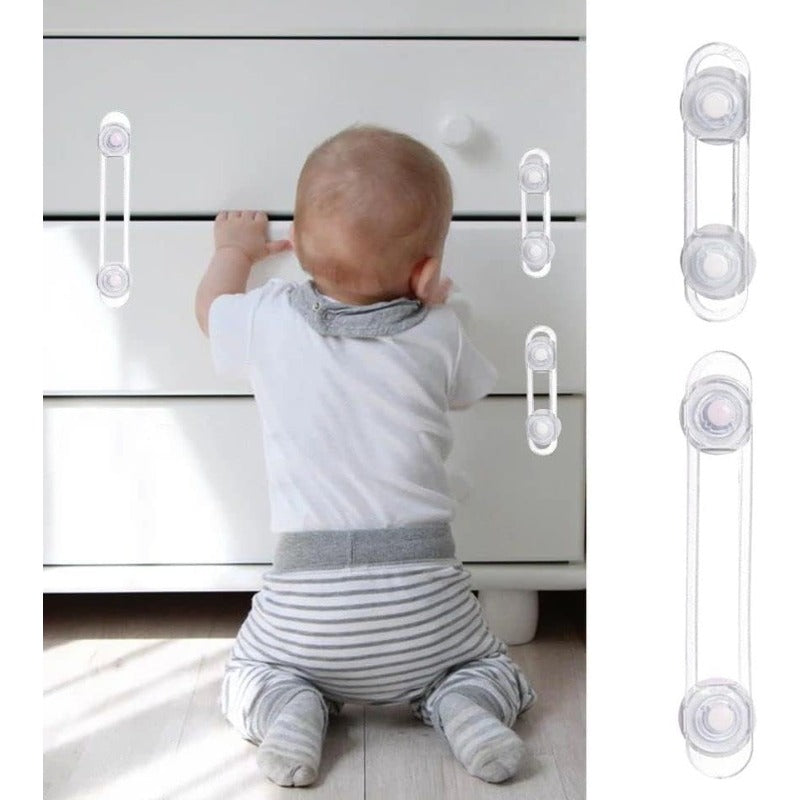 Baby Locks Child Safety Cabinet Proofing - Safe Quick and Easy 3M Adhesive Cabinet Drawer Door Latches No Screws & Magnets