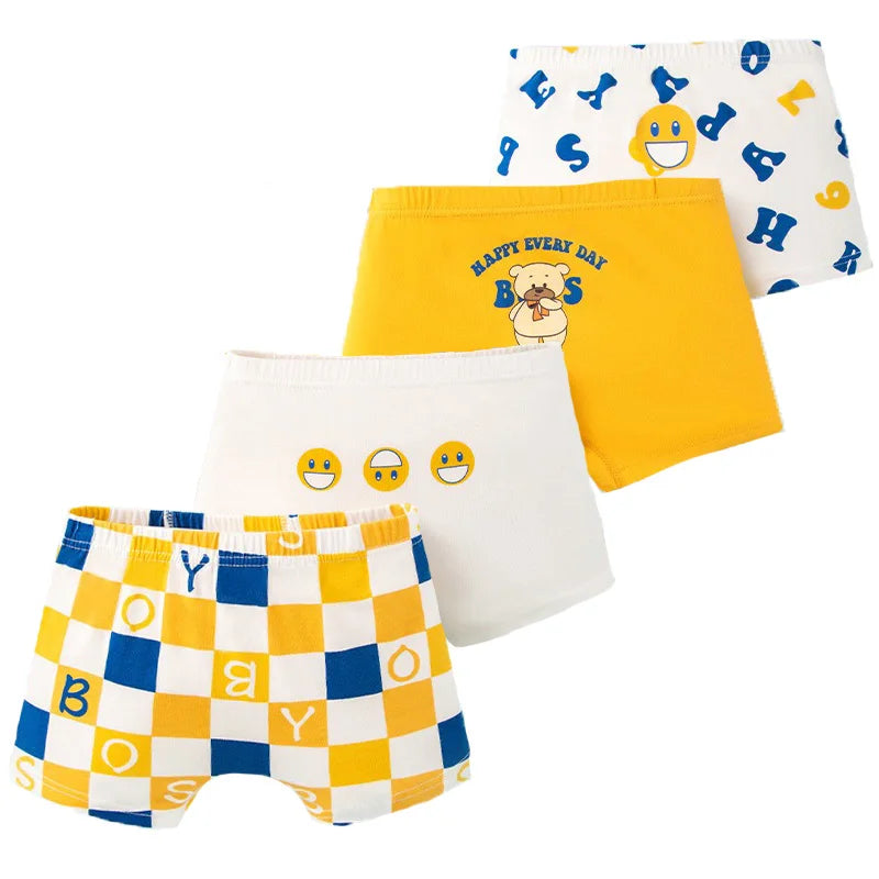 4/8 Pieces Boys Cotton Boxer Briefs Truck Car Graphic Print Kids Boxer Shorts Breathable Comfortable Washable Children Underwear