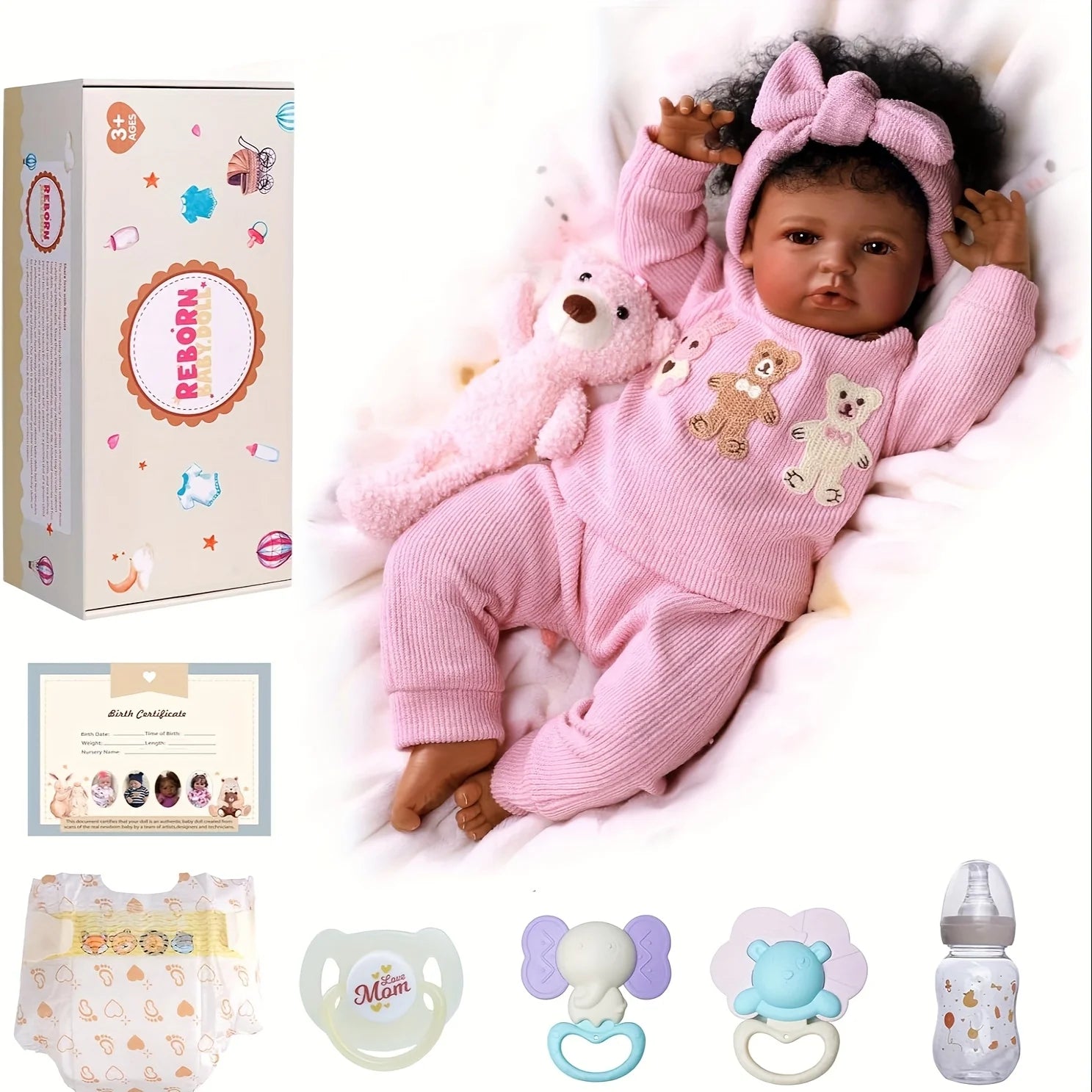 20 ” Realistic Reborn  Baby Dolls Girl,Soft Vinyl & Cloth Body Cute Newborn Doll With Play Set For Kids