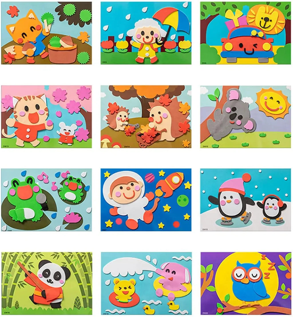 Cartoon EVA Sticker Toys DIY Kids Animal Handmade Stickers 3D Puzzle Game Cartoon Painting Stickers Learning Toys for Kids