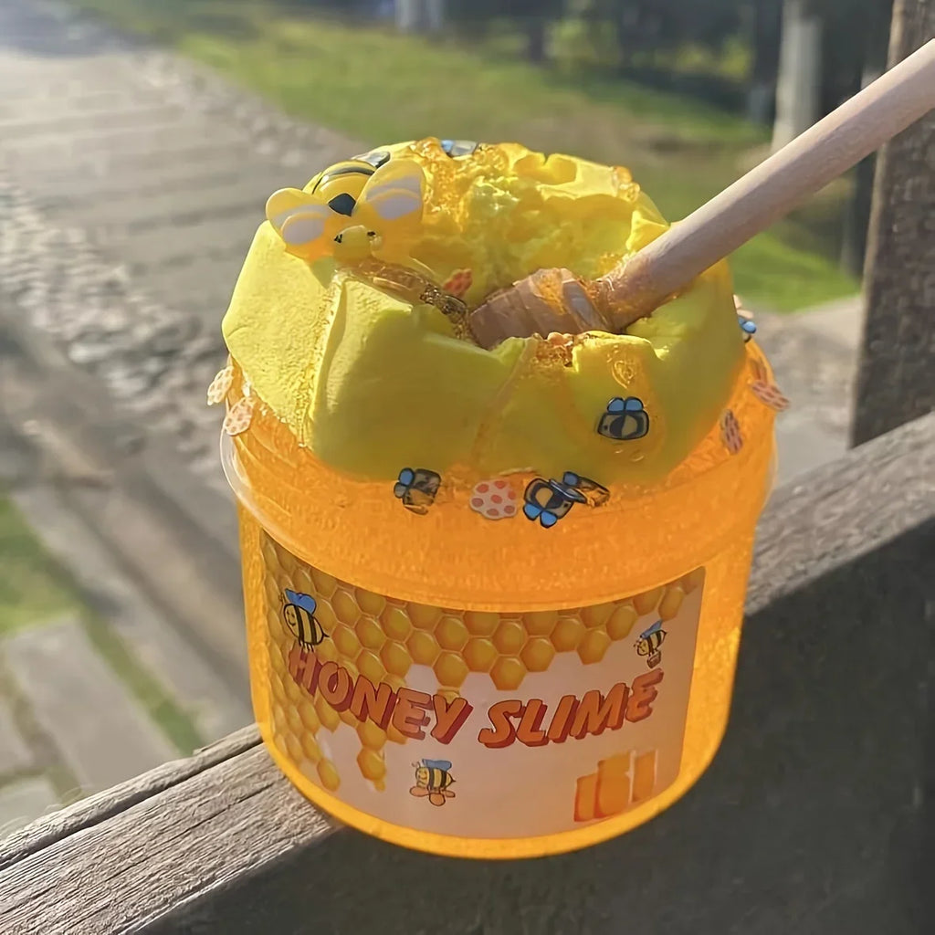 Honeycomb Slime Toy DIY Yellow Transparent Honey Slime Set Simulated Handmade Clay Toy Stretchy Toy Squishy Toy Gift for Kids