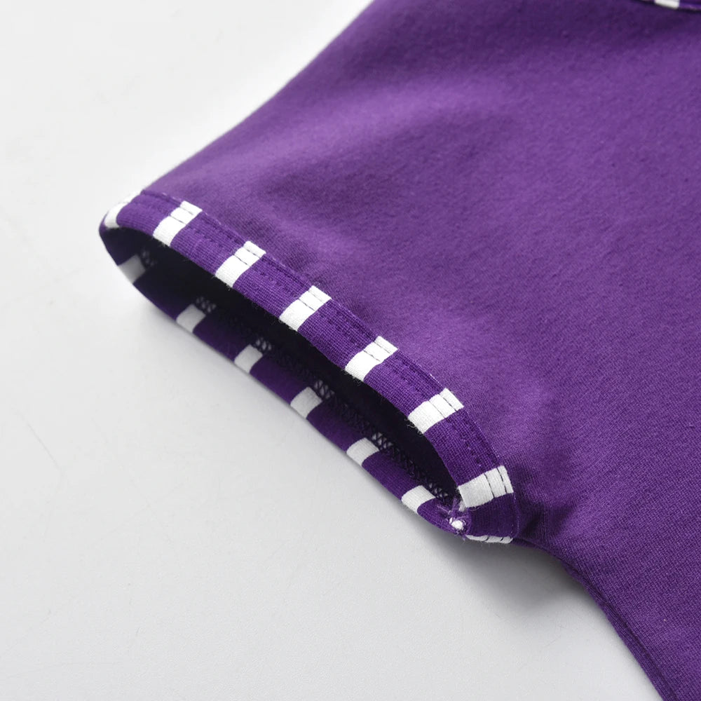 VIKITA Girls Purple Dress Kids Summer Cotton Casual Daily Dresses Girls Hedgehog Print Cartoon Dress with Pockets Kids Clothing