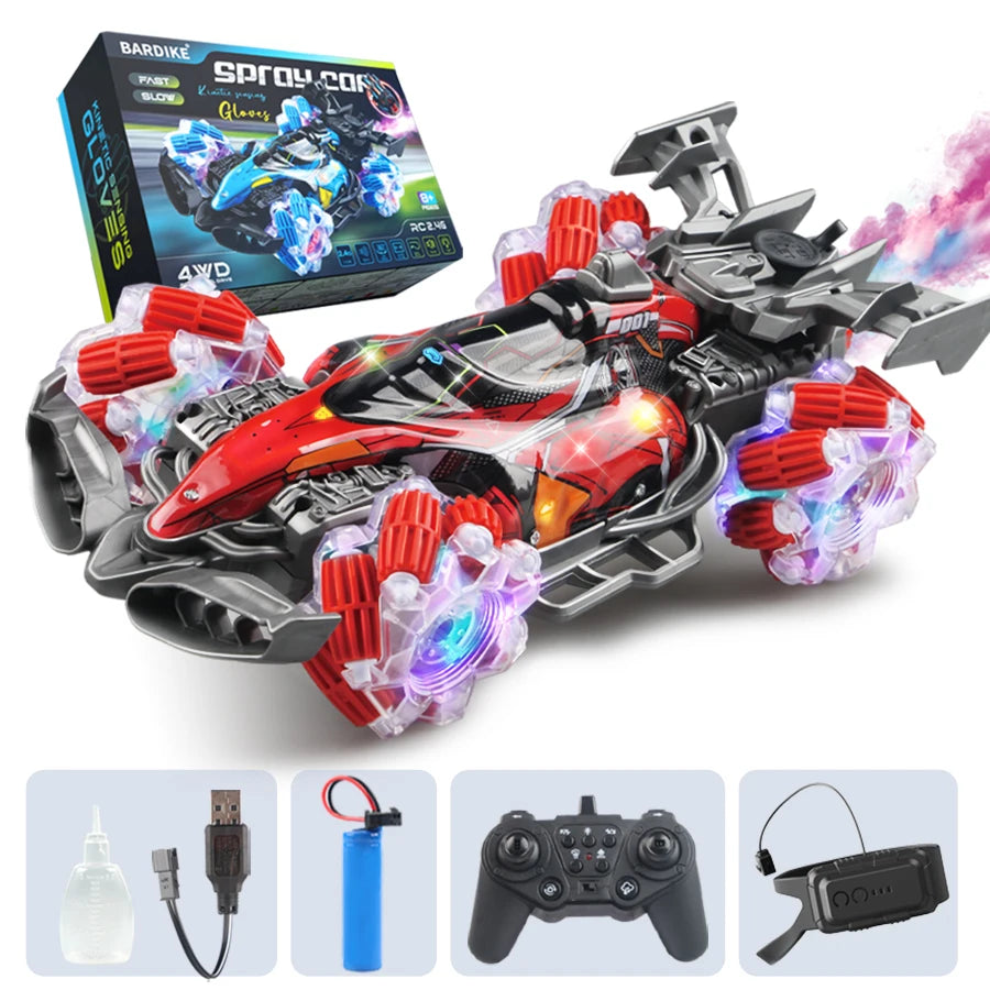 Colorful lights spray stunt racing 4WD shift 2.4G wireless gesture induction racing race remote control toy car