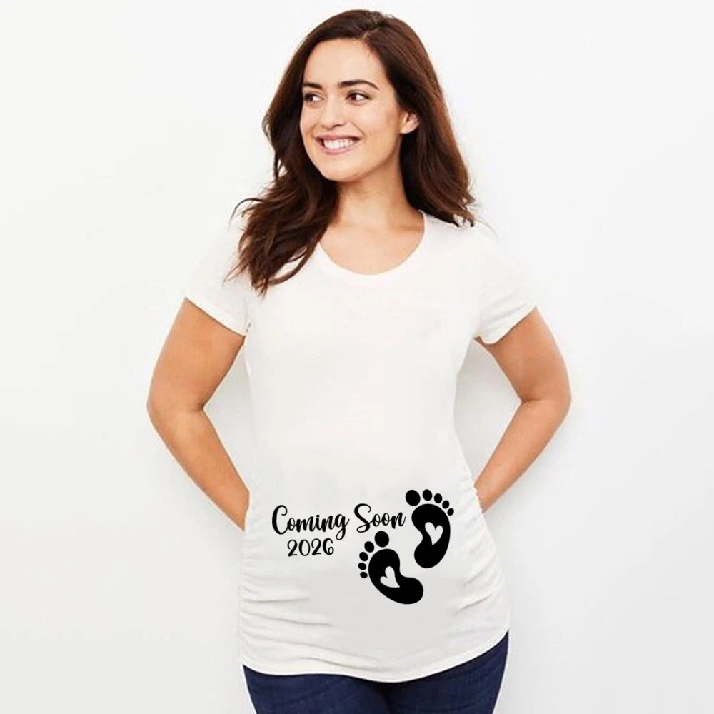 Baby Coming Soon 2026 Maternity Shirts Women Pregnancy Announcement T-Shirt Female Pregnancy Clothes New Mom Summer Tops Tee