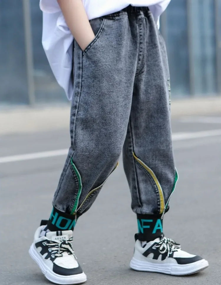 Kids' Loose Fit Dad Jeans for Boys & Girls, Big Kids Spring Autumn School Jeans, Stylish & Trendy Long Pants