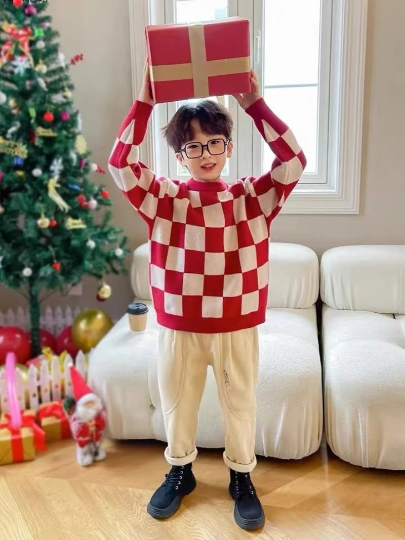 2025 New Kids' Autumn Winter Sweater Unisex Knitwear Warmth Korean Style Stylish New Year's Gift Premium Quality