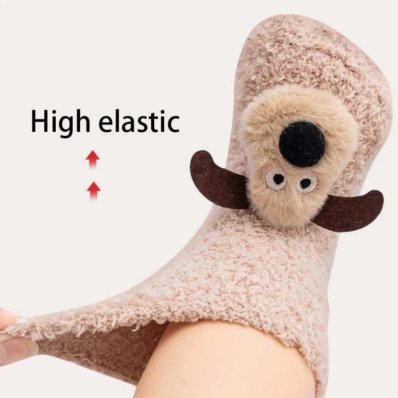 3 Pairs/Lot Baby Floor Socks Non-Slip Sole Kids Socks Cute Cartoon Winter Warm Toddler Socks For Boys And Girls