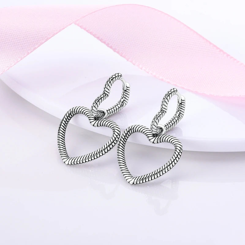 925 Sterling Silver Pave U Shape Heart Eardrop Earrings Hoop Earrings For Women Wedding Engagement For Girlfriend Birthday Gift