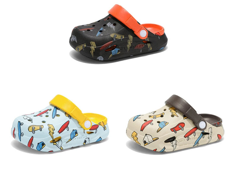 Kids'Sandals PU Leather Summer Beach Shoes Printing For Children Breathable Soft Thick Bottom Khaki Yellow Shoes Size 26-38