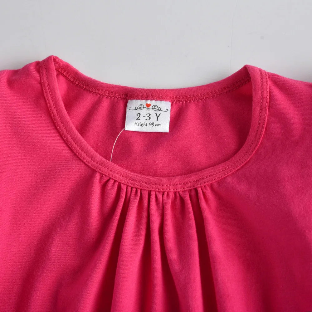 VIKITA Girls Flare Sleeve Autumn Spring Dress Kids Licorne Print Striped Dress Girls Cotton Casual Daily School Straight Dresses