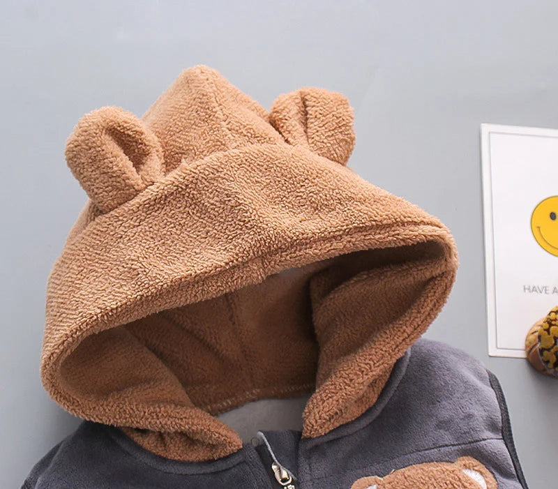 New Winter Baby Girls Clothes Suit Children Boys Thicken Warm Hooded Vest T-Shirt Pants 3Pcs/Set Toddler Costume Kids Tracksuits