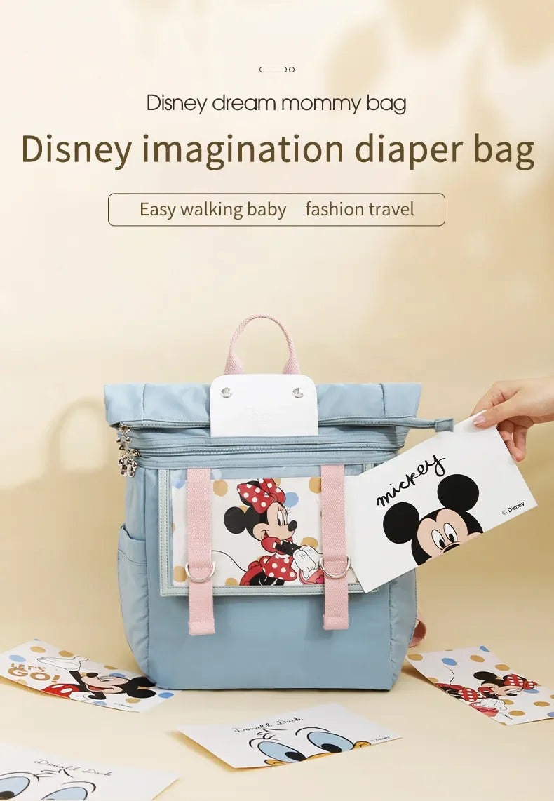 Disney Mickey New Diaper Bag Backpack Cartoon DIY Baby Diaper Bag Backpack High Quality High Capacity Baby Bag Multi Functional