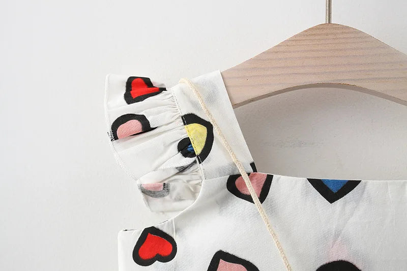 Summer New Colorful Heart Baby Girl Dress, Beach Party Children'S Sleeveless Clothes Free Dragonfly (9 Months -3 Years Old)