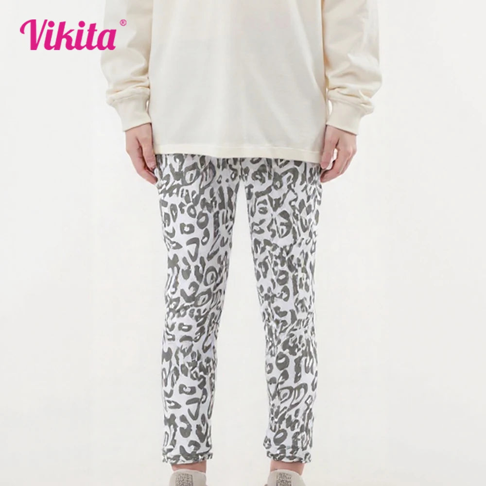 VIKITA Girls Leopard Print Pants Kids Bottom Wear Leggings Toddlers Fashion Skinny Grey Trousers Pencil Pants Cute Leggings