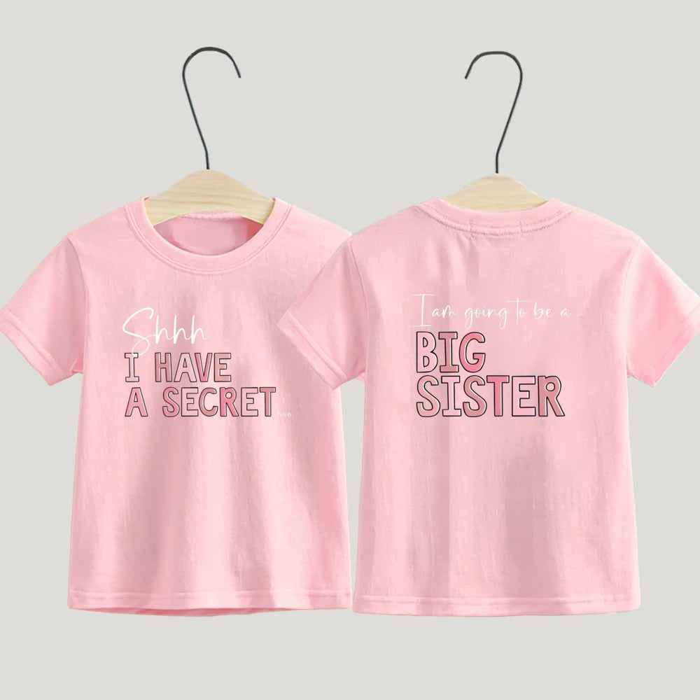 Big Sister T-Shirt I Have A Secret Promoted To Big Sister Pregnancy Announcement Gift Going To Be A Big Sister Kids Tee
