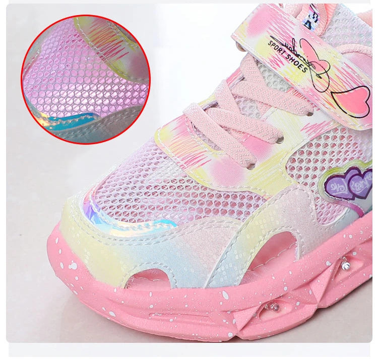 Disney Children's Sandals Women's Summer Girls' Sandals Led Lights Kids' Baby Princess Elsa Beach Pink Purple Shoes Size 22-37