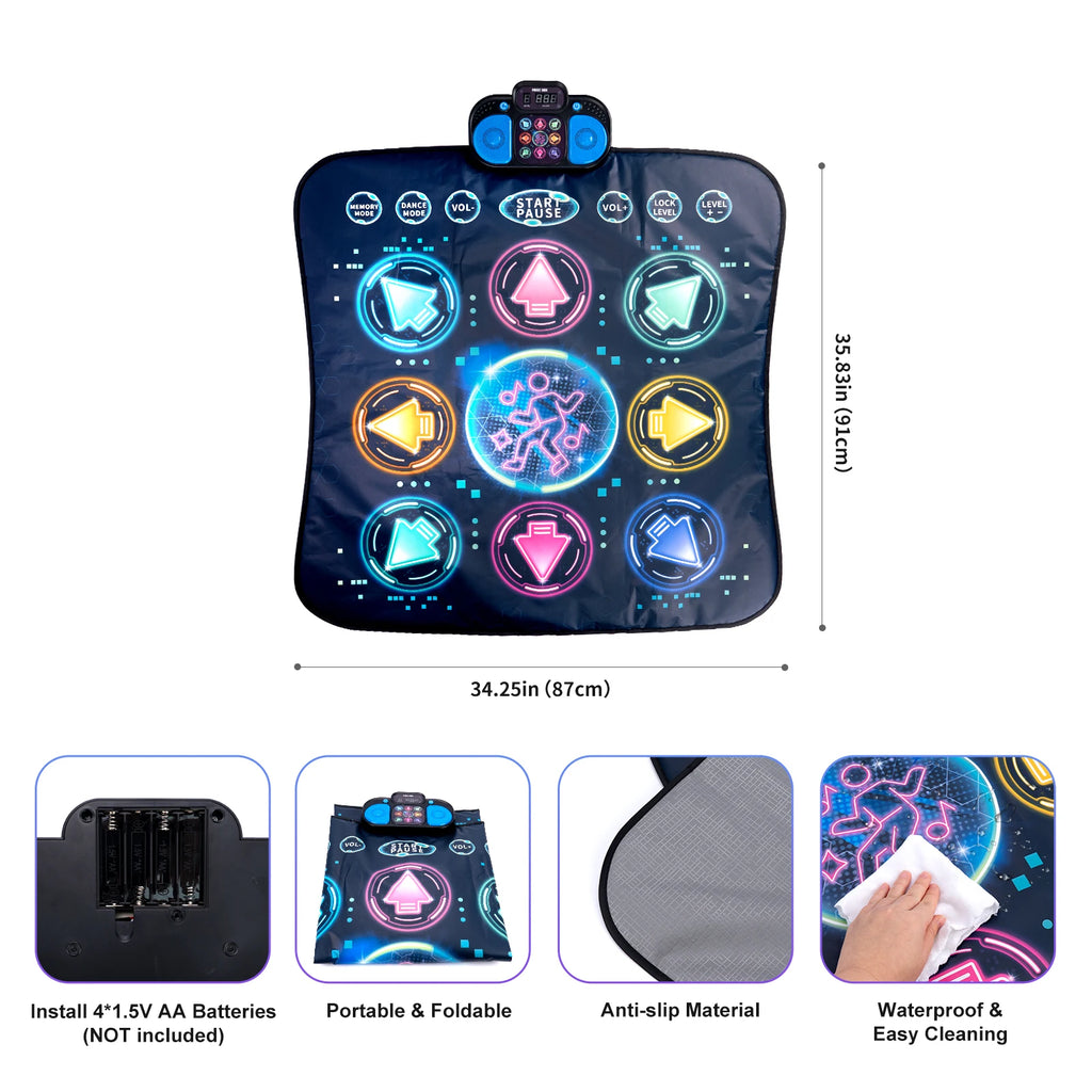 Kids Electronic Dance Mat Dancing Blanket Double Players Mode with 9 Levels Kid Floor Music Blanket Educational Toys Kids Gifts