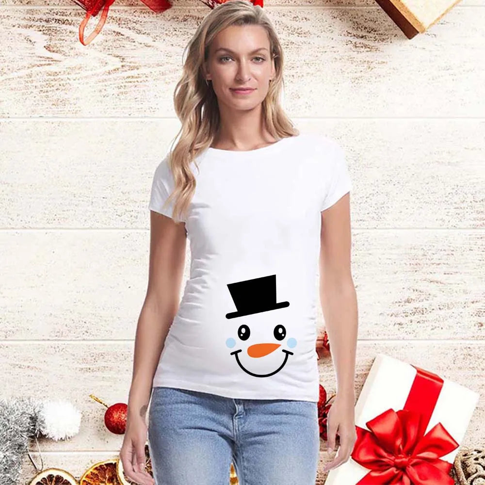 Best Gift 2025 Merry Christmas Maternity T-shirts It's My First Christmas Funny Print Pregnancy Anouncement Tops Tee Shirts
