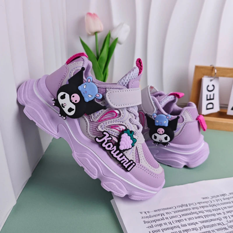 Kids'Casual Shoes Children Cartoon PU Leather Spring Fashion Outdoor Sneakers Breathable Anti-slip Purple Khaki Size 26-37