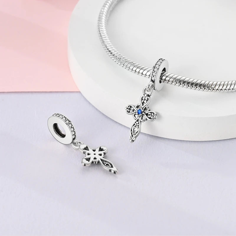 Hot Sales 925 Sterling Silver Charms Beads Devil's Eye Fatima's Hand Cross Beads Fit Original Bracelet Women DIY Jewelry Gifts