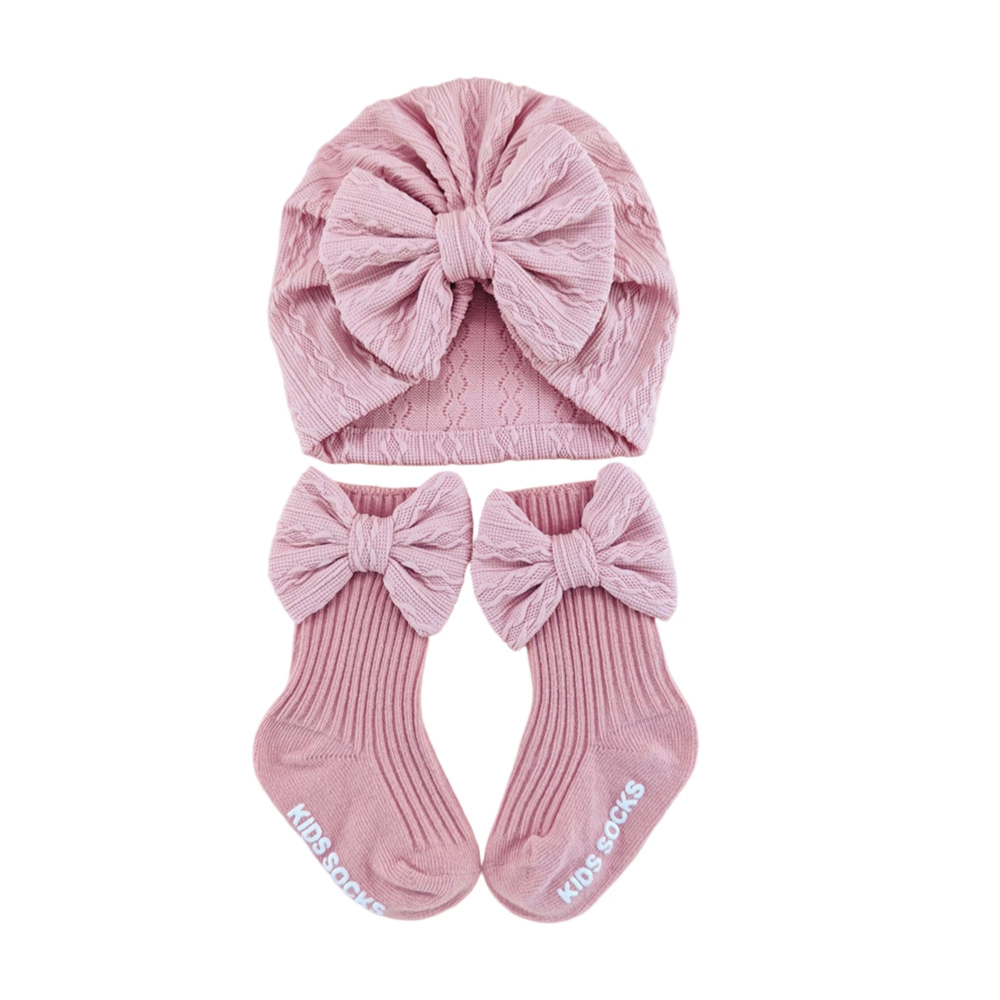 Adorable Baby Boy Knit Hat and Booties Set Newborn Soft Beanie Cap with Pom Pom and Matching Socks for Infants