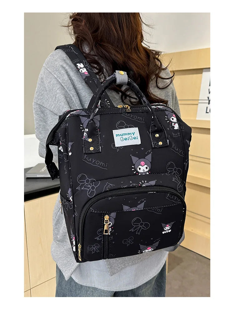 Kuromi New Diaper Bag Backpack Cartoon Cute Baby Diaper Bag Backpack Multifunctional Fashion Lightweight Baby Bag Large Capacity