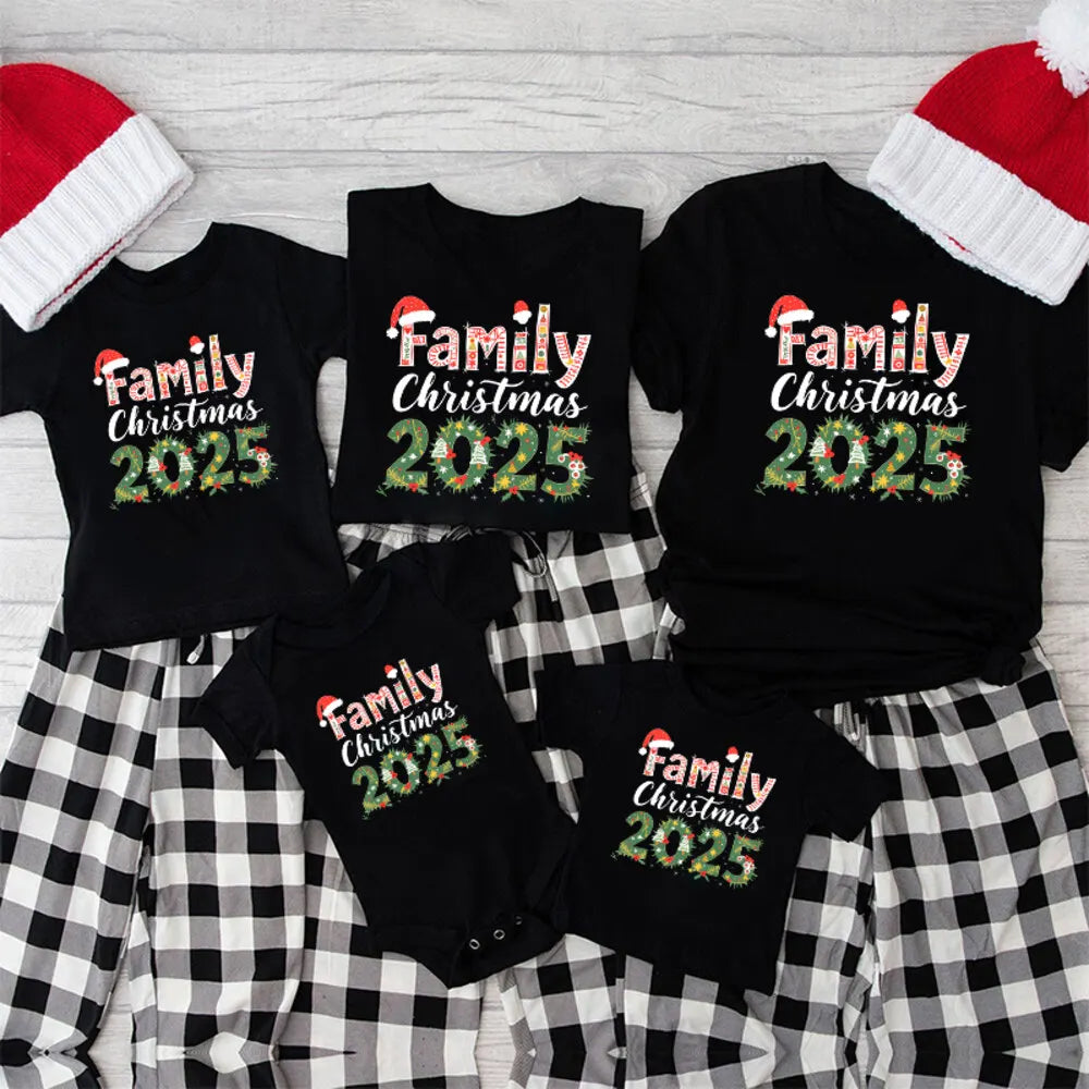 1pc Family Christmas 2025 Making Memories Together Shirts Dad Mom Kid Shirt Baby Romper Family Xmas Party Tops Outfits