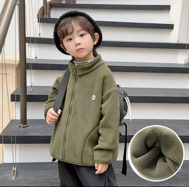 Kids Girls Boys Baby Mid-Large Size Autumn-Winter Polar Fleece Layering Jacket Fleece Sweatshirt Top