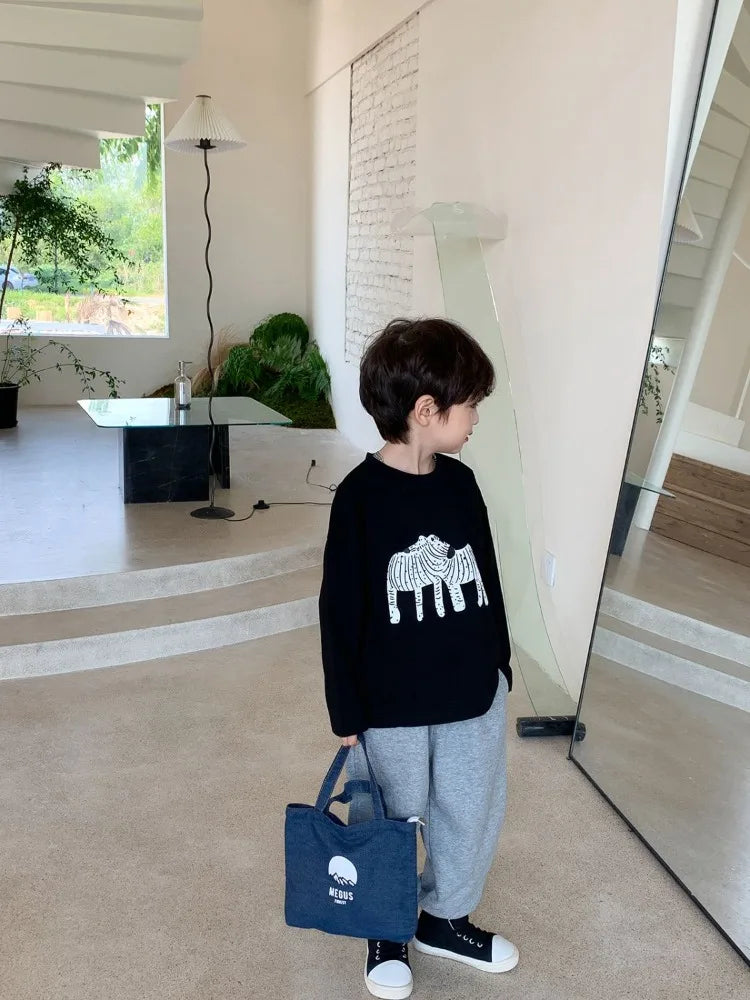 Cartoon Print Children's Top Boys Tshirt Boy Child Tee Shirt Junior Boys' Spring Autumn Clothing Boys' T-shirt 7 8 Years Tees 12