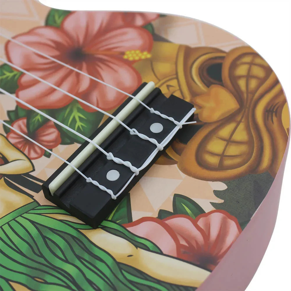 IRIN 21 Inch Ukulele Hawaiian Girl Hawaiian Guitar Musical Instrument 4 Strings Basswood Ukulele Soprano Guitar Tuner Capo Parts
